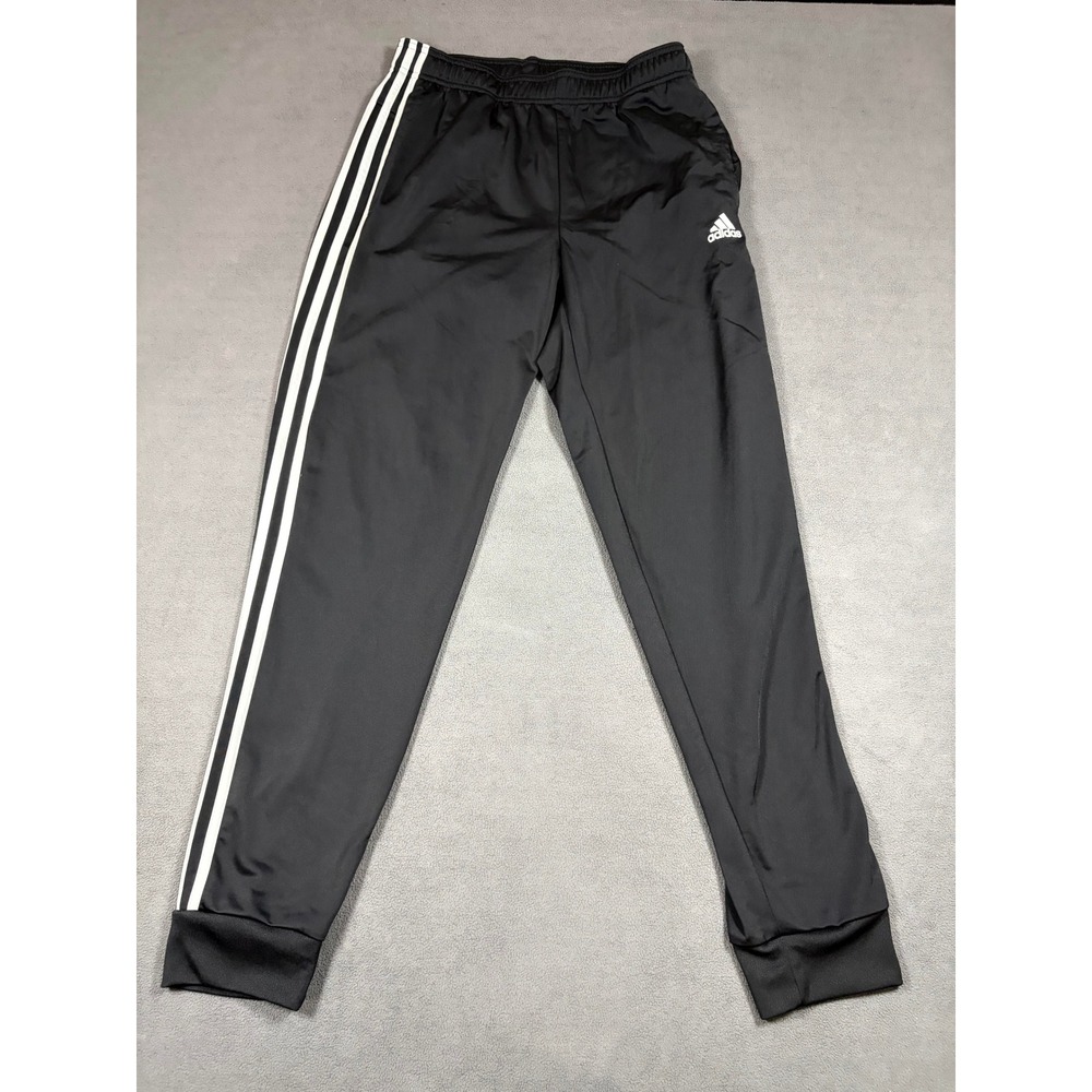 Adidas Track Pants Mens‎ Medium Black 3-Stripe Cuffed Joggers
